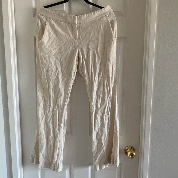 THEORY LINEN CREAM PANTS - Picture 1 of 8